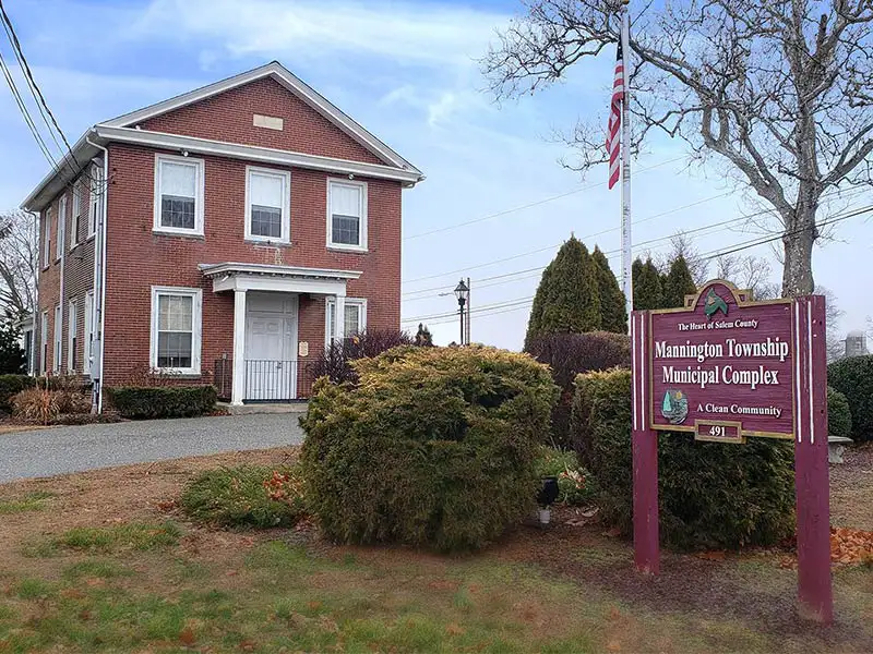 Mannington town hall with sign